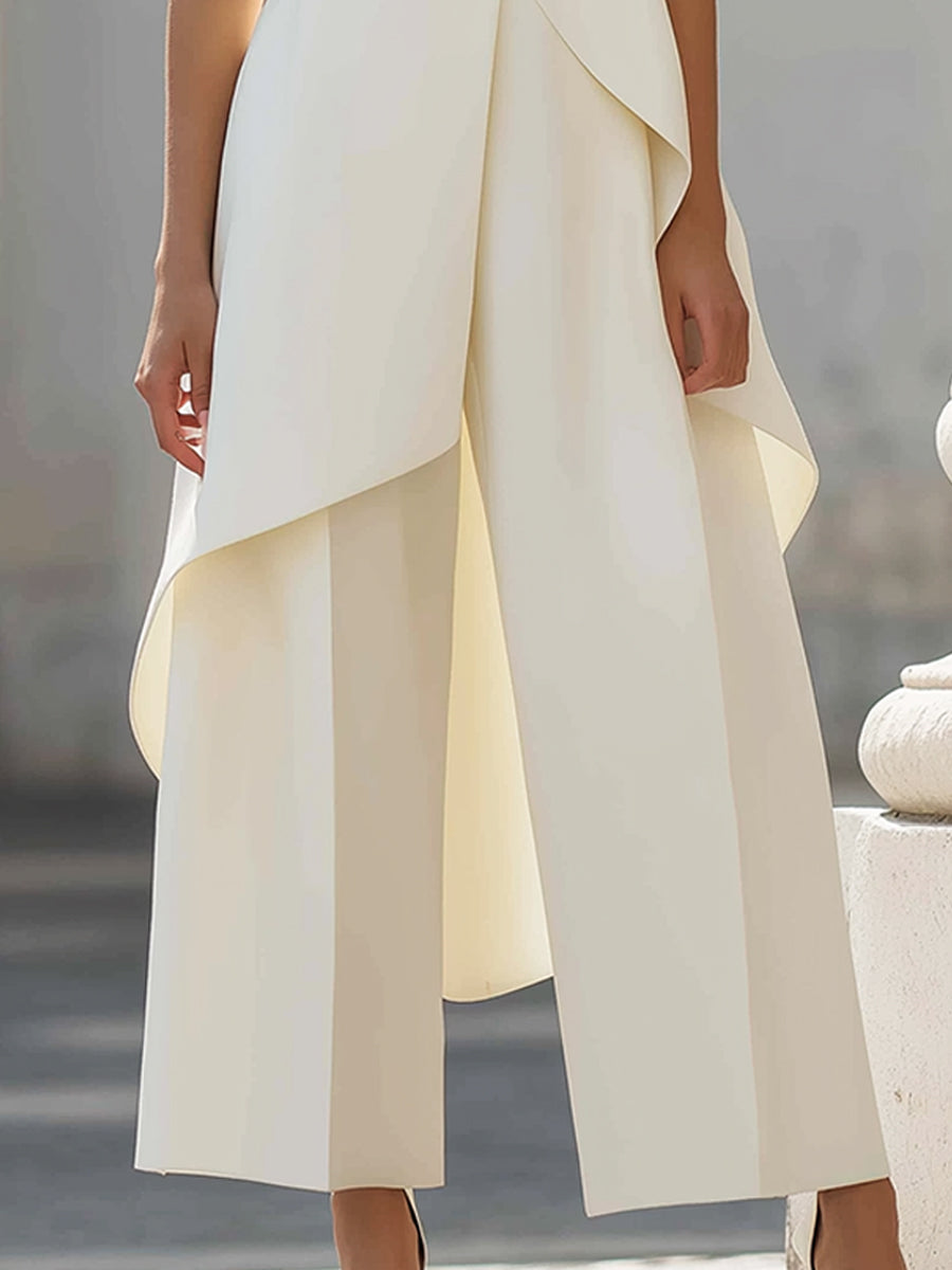 Asymmetric Layered Sleeveless Top & Wide-Leg Pants Set