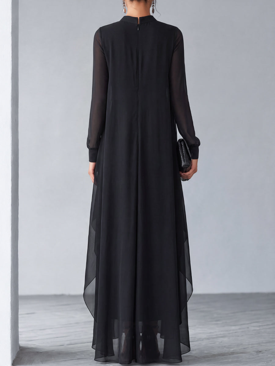 Relaxed Flowing Layered Chiffon Maxi Dress