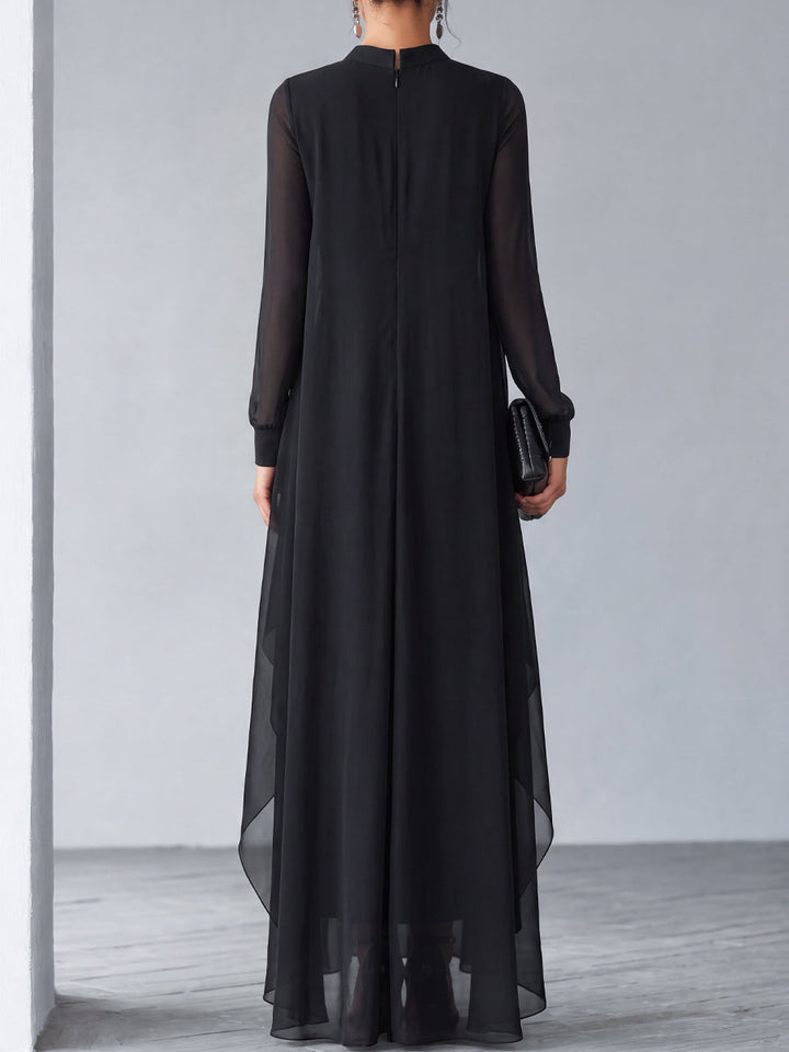 Relaxed Flowing Layered Chiffon Maxi Dress