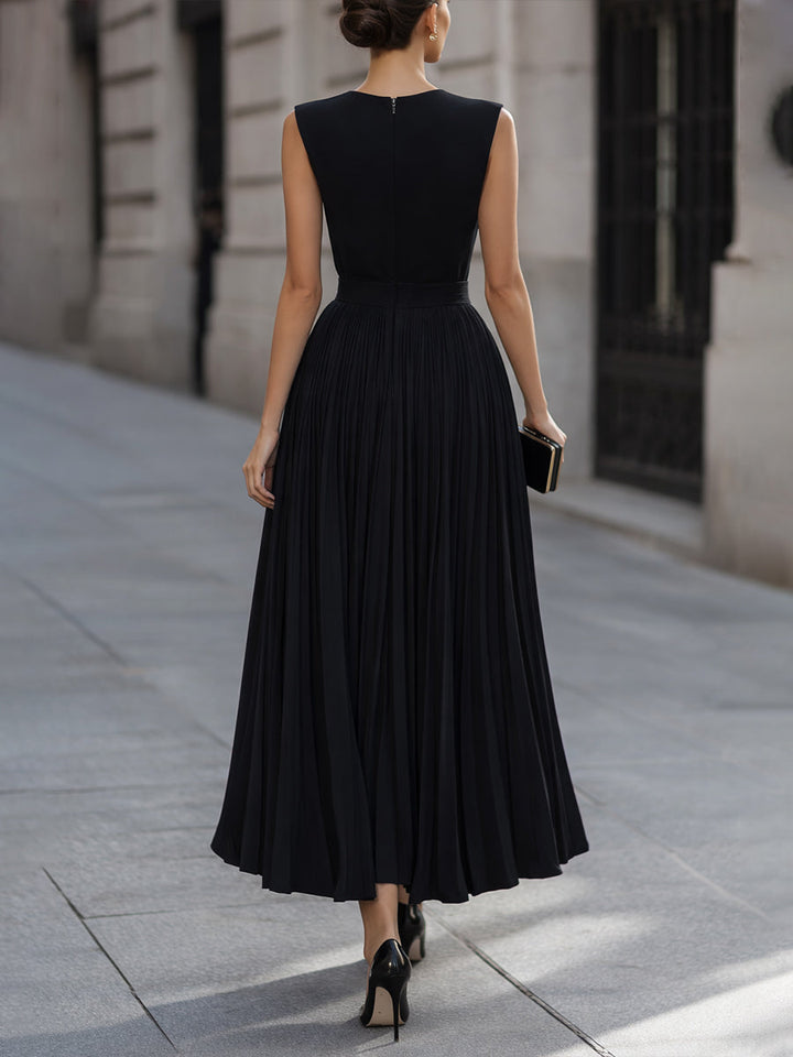 Sleeveless Pleated Midi Dress