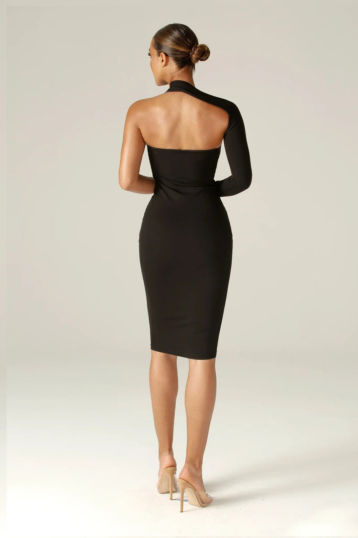 Dasha Modern Midi Dress (Black)