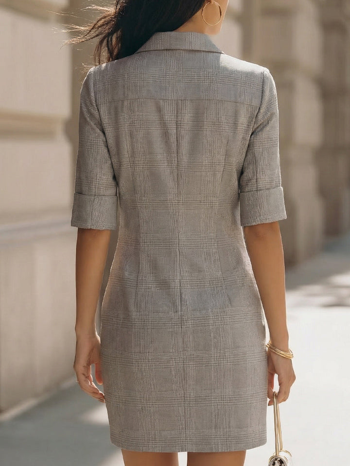 Tailored Plaid Collared Mini Dress