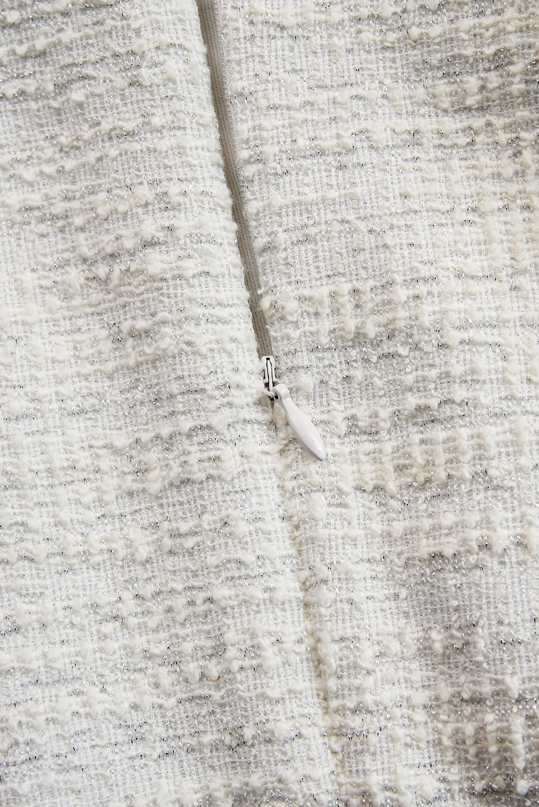 Ivory Tweed Fringe-Tiered Midi Dress