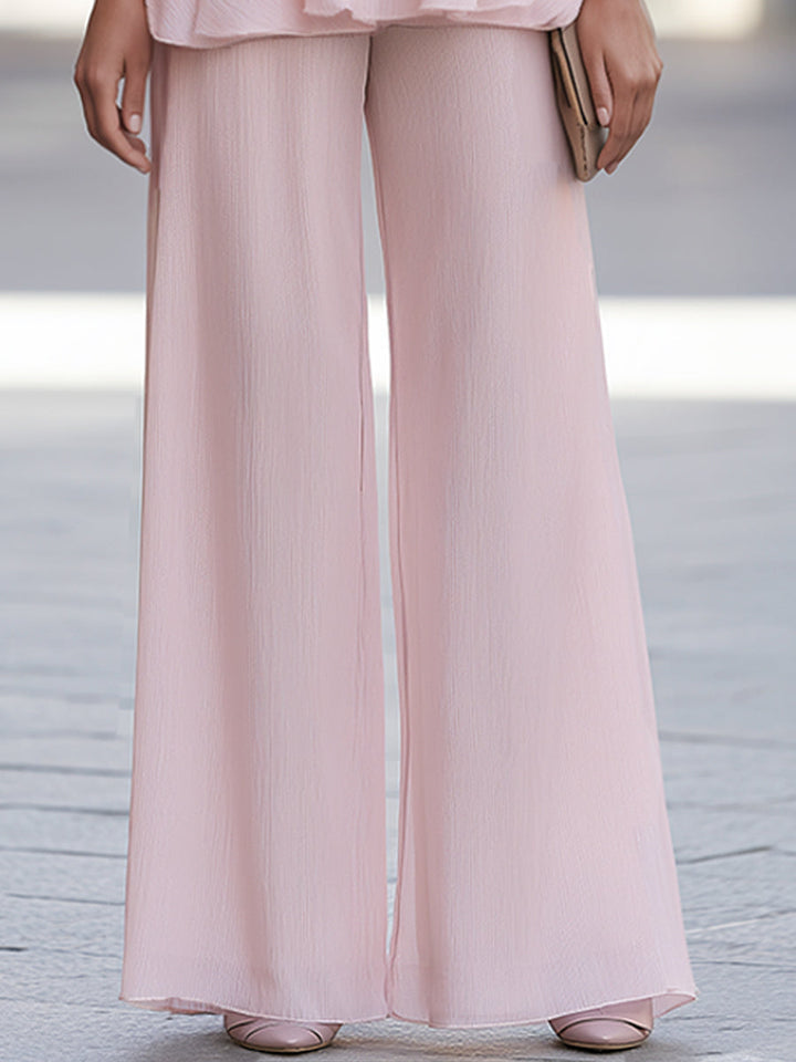 Tiered Ruffle High-Neck Wide-Leg Pants Set