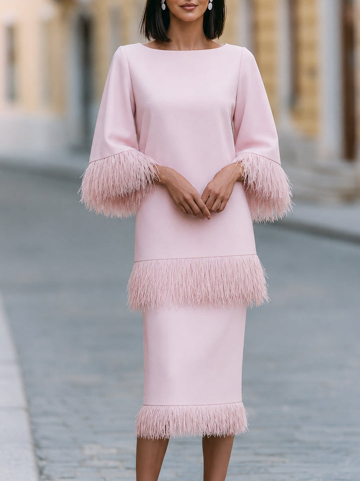 Tassel-Trimmed Layered Midi Dress