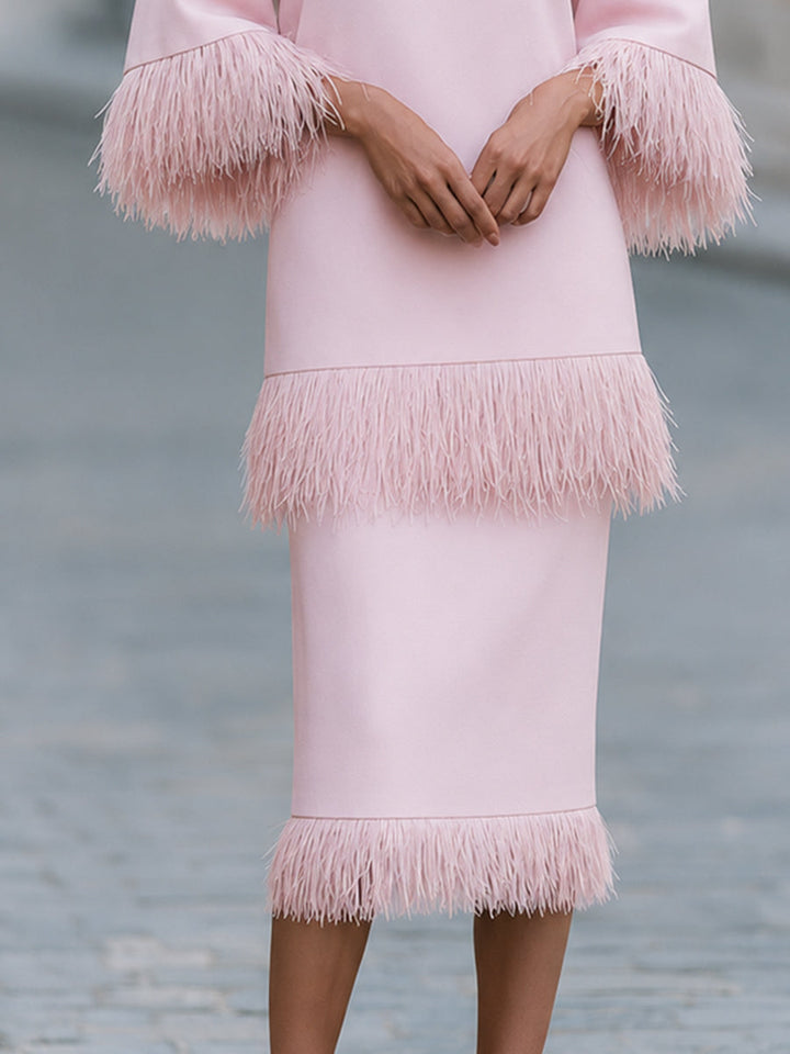 Tassel-Trimmed Layered Midi Dress