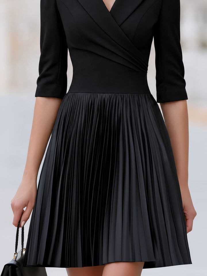 Tailored Blazer-Inspired Bodice Pleated Mini Dress