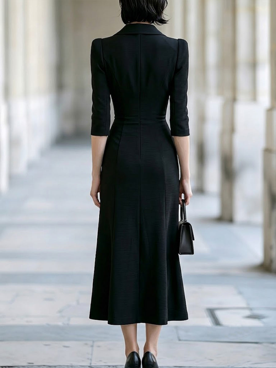 Contrast Panel Tailored Blazer Midi Dress