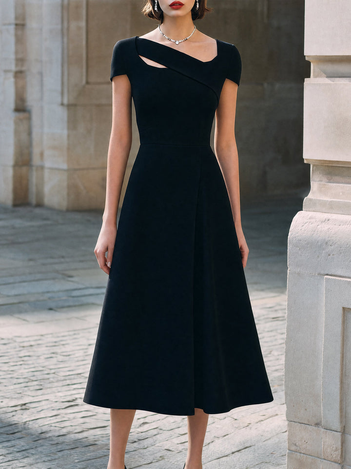 Asymmetric Cutout Bodice Midi Dress