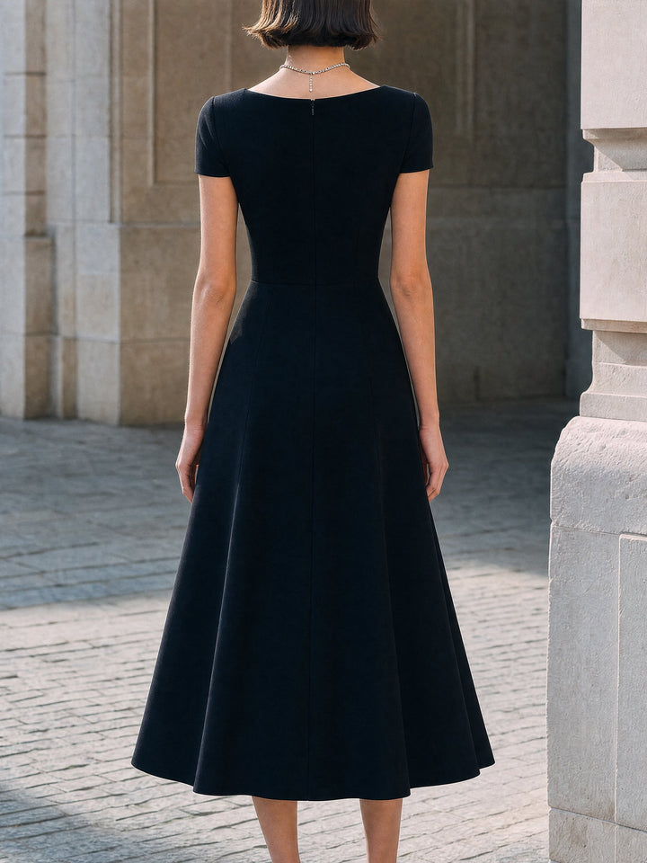 Asymmetric Cutout Bodice Midi Dress
