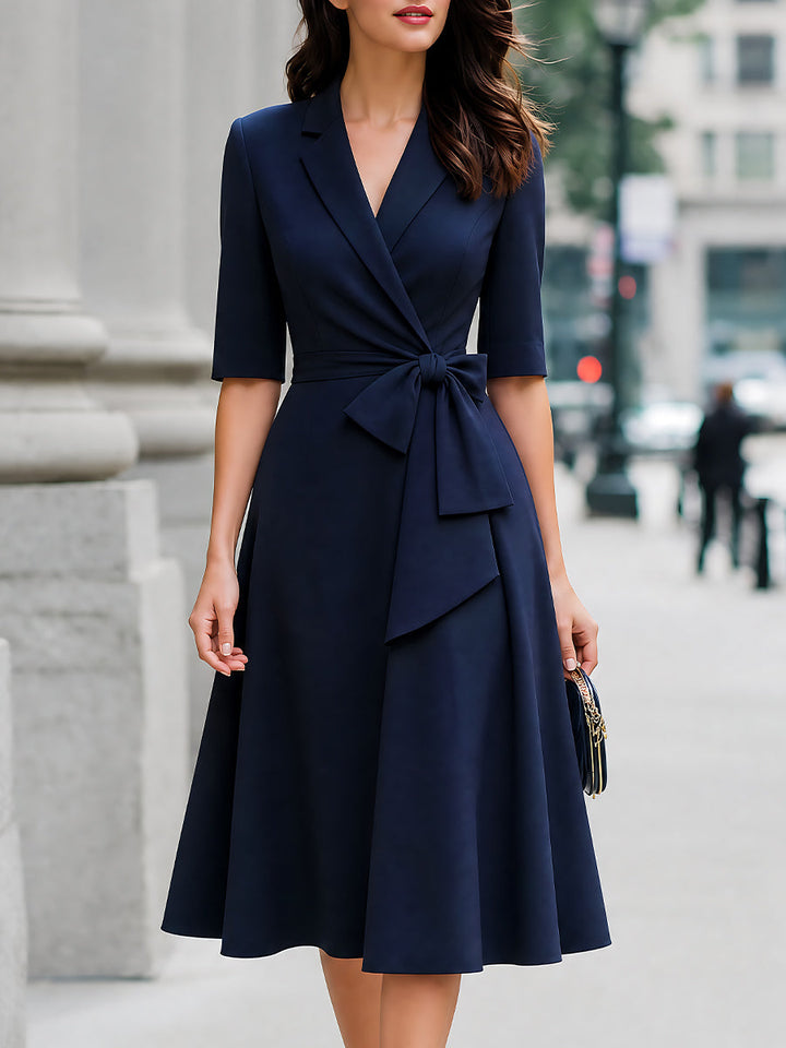 Belted Wrap-Front Blazer A-Line Midi Dress