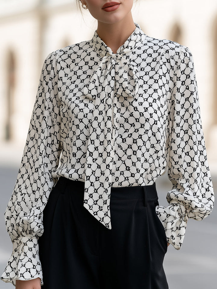 Geometric Bow Tie Blouse
