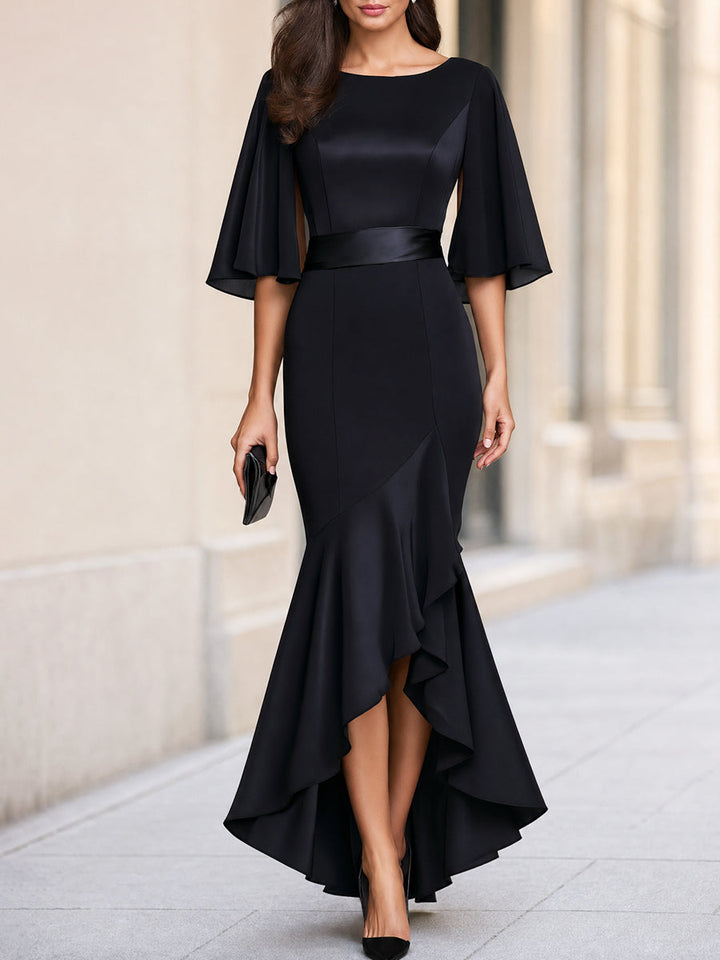 Elegant Ruffle Hem Mermaid Midi Dress