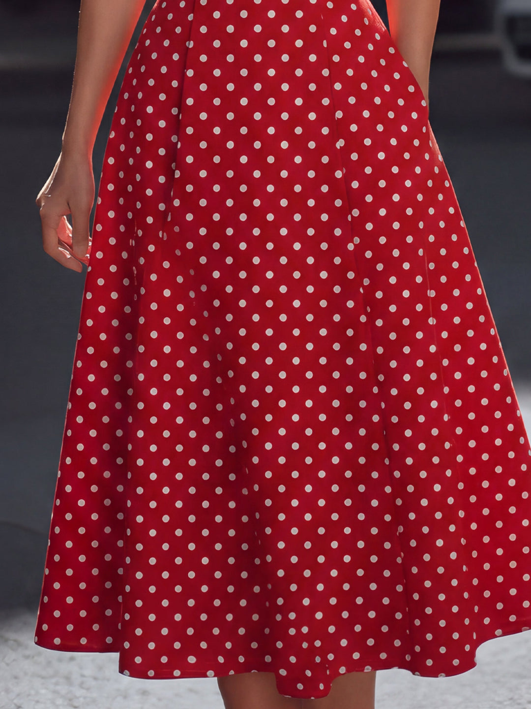 Vintage-Inspired Polka Dot Lapel Midi Dress