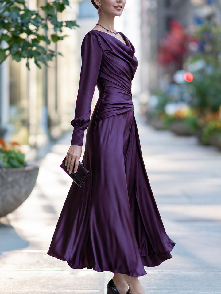 Draped Satin Maxi Dress