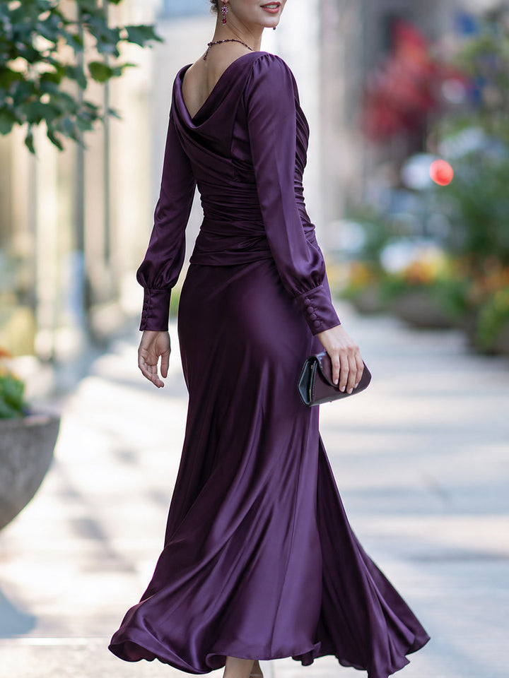Draped Satin Maxi Dress