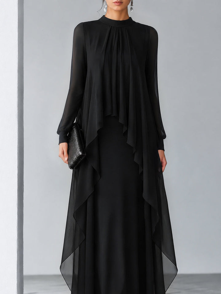 Relaxed Flowing Layered Chiffon Maxi Dress