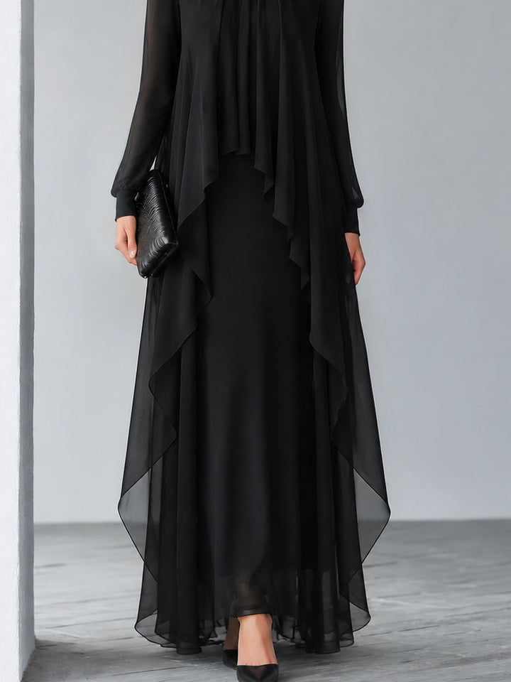 Relaxed Flowing Layered Chiffon Maxi Dress