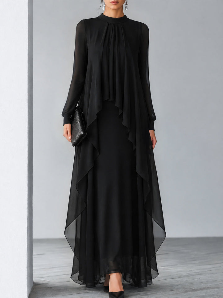 Relaxed Flowing Layered Chiffon Maxi Dress