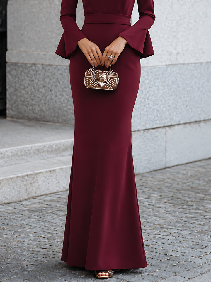 Cutout Flared-Sleeve Mermaid Maxi Dress