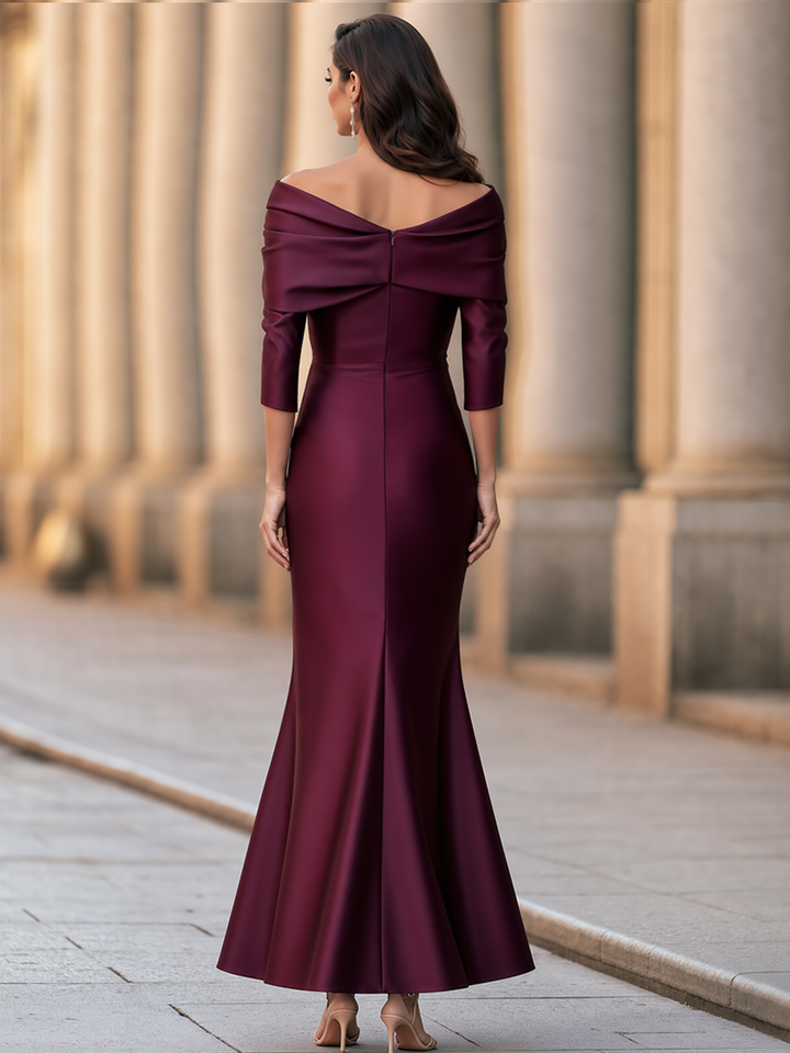 Off-Shoulder Draped Bow Mermaid Maxi Dress