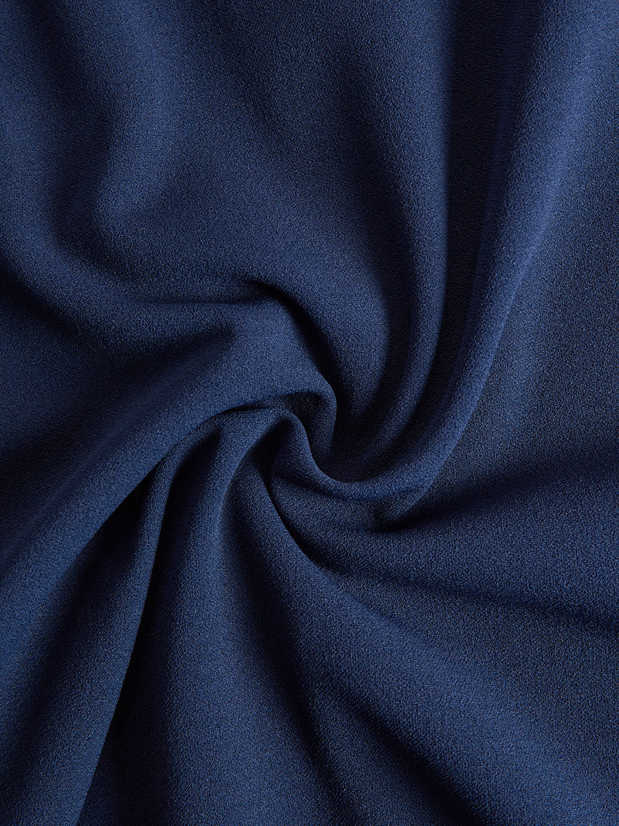 Elegant Navy Blue Batwing Sleeve Midi Sheath Dress