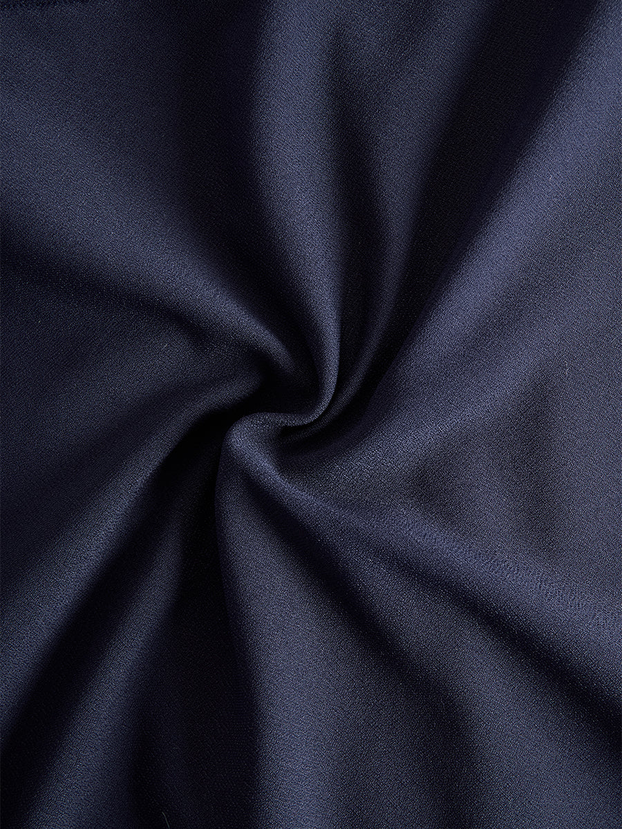 Elegant Navy Cape-Sleeve Midi Dress