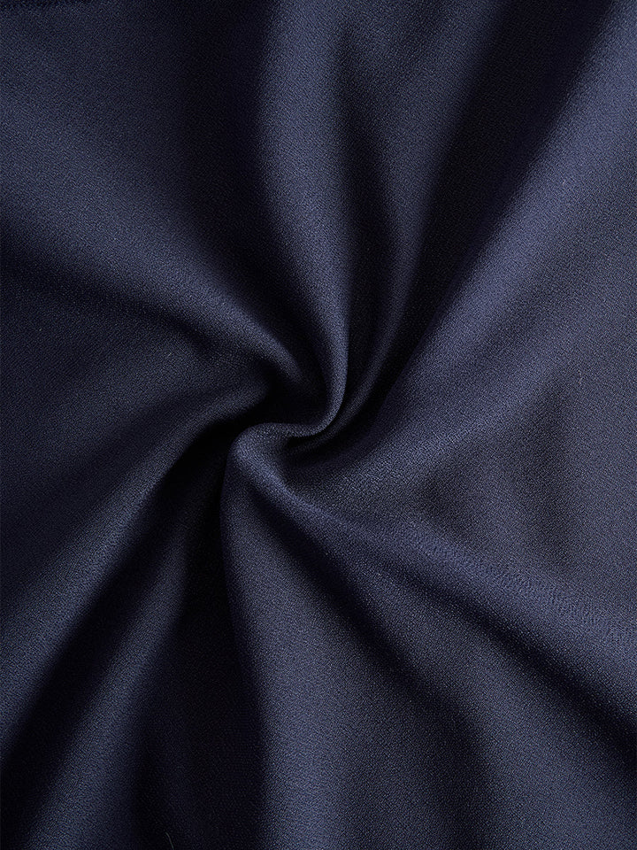 Elegant Navy Cape-Sleeve Midi Dress
