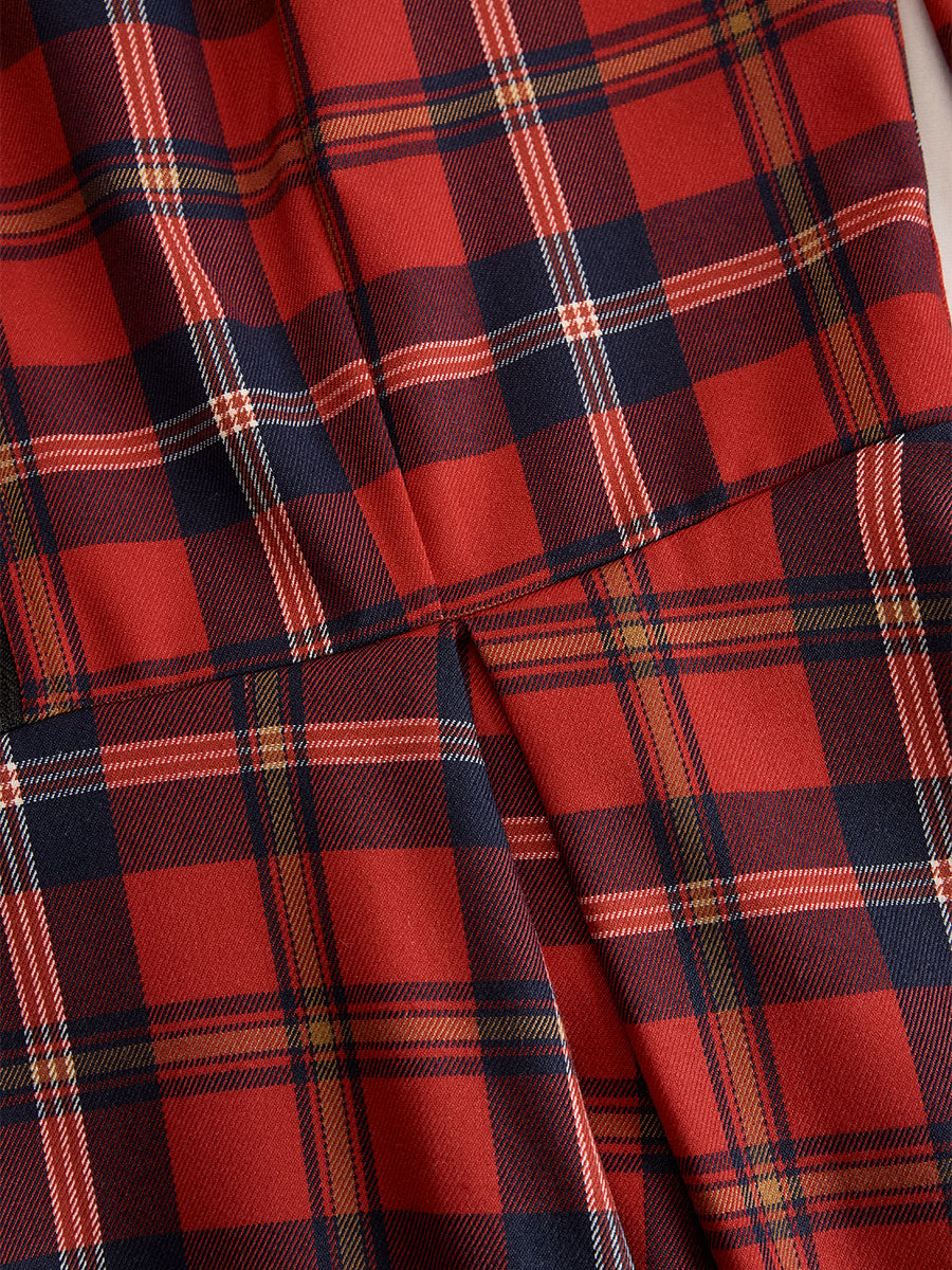 Elegant Long Sleeve Plaid Dress - Perfect Blend Of Classic And Contemporary