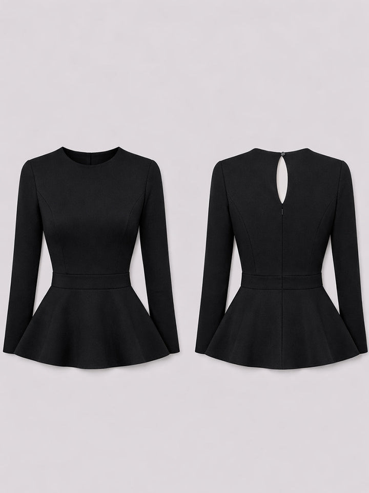 Structured Round Neck Peplum Top