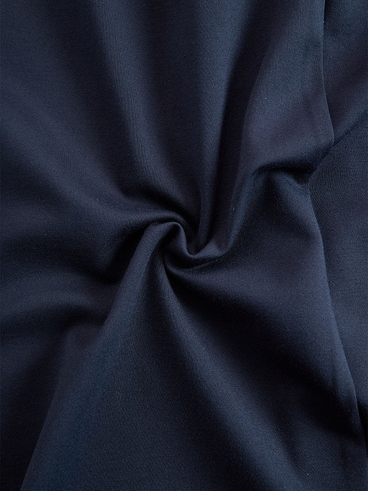 Elegant Navy & White Contrast Button-Up Midi Dress
