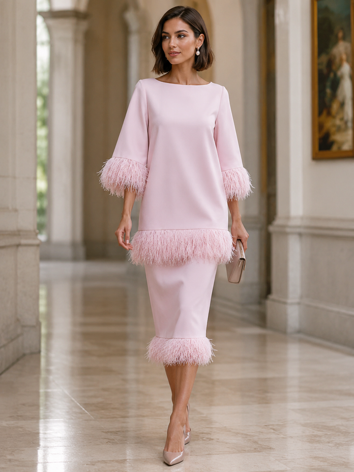 Tassel-Trimmed Layered Midi Dress