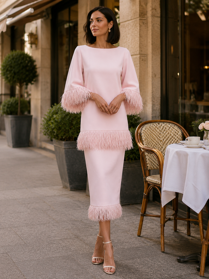 Tassel-Trimmed Layered Midi Dress