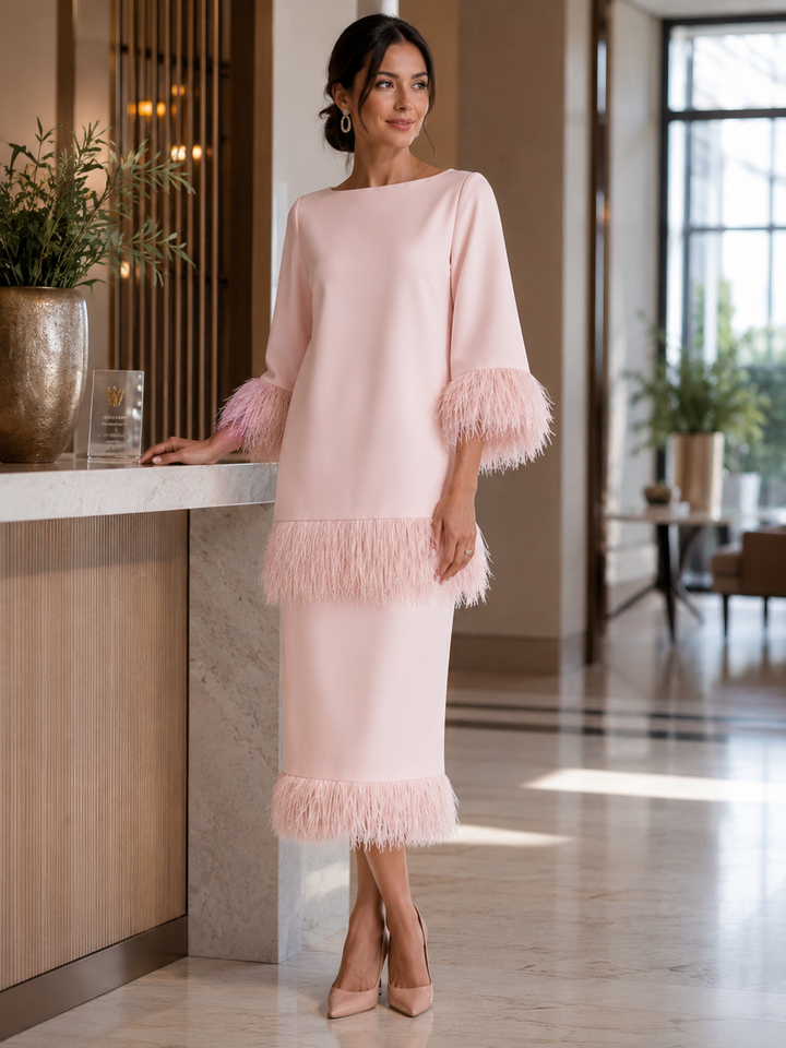 Tassel-Trimmed Layered Midi Dress