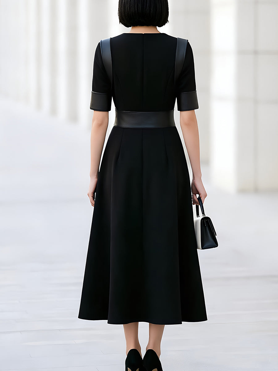 Zip Front Structured Midi Dress