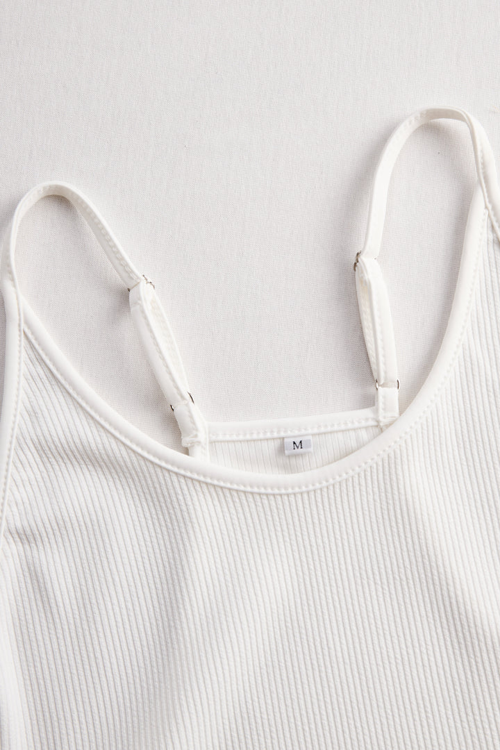 White Ribbed Skater Mini Dress