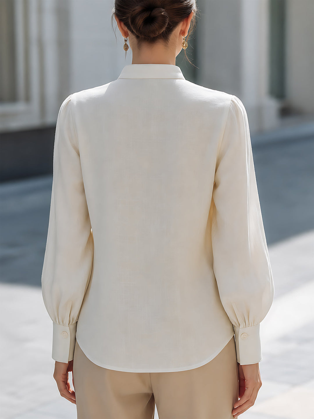 Embroidered Linen Button-Up Blouse