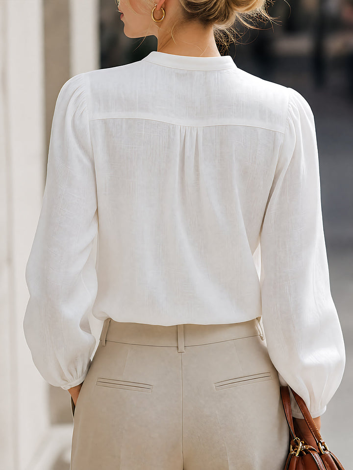 Embroidered Linen Button-Up Blouse