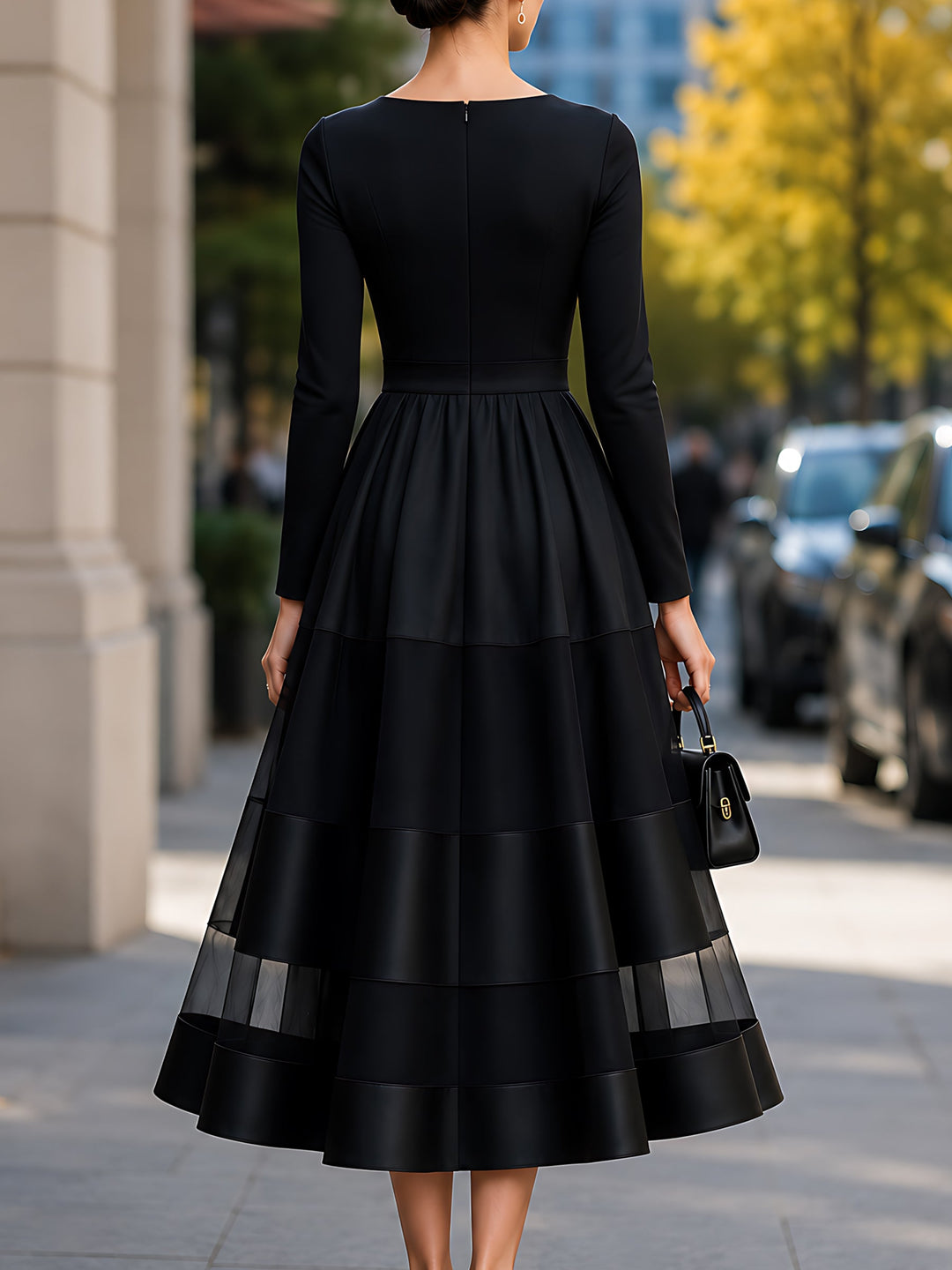 Satin Organza Tiered A-Line Maxi Dress