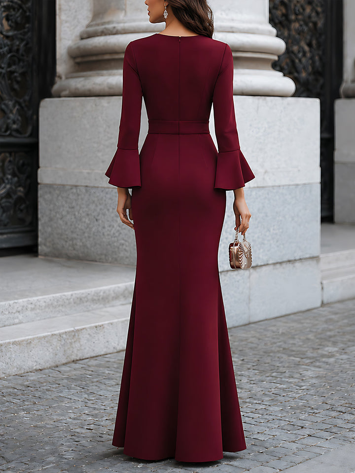Cutout Flared-Sleeve Mermaid Maxi Dress